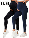 2 Pack  Maternity High-Waisted Seamless Yoga Pants For Women - Tummy Support Fitness Leggings