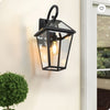 211-Pack Outdoor Wall Lantern Light  Modern Black Metal & Clear Glass Sconce For Porch, Patio, And Garden Lighting Bulb Not Included