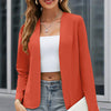 Plus Size Women's Collarless Blazer Jacket – Long Sleeve, Solid Color, Stylish & Minimalist Outerwear for Spring & Fall