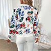 Women's Botanical Print Zip-Up Jacket | Stylish Round Neck Long Sleeve for Casual & Formal Spring/Fall Wear