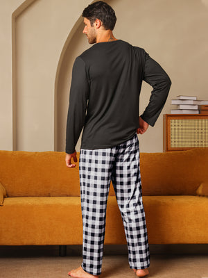 Men's Polyester Long Sleeve Pajama Set with Trousers – Comfortable & Stylish Sleepwear