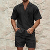 Men's Summer Tracksuit Set | Casual Solid Color Two-Piece Outfit with Lapel Button Shirt & Shorts – Perfect for Beach, Holiday & Everyday Wear