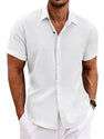 Men's Casual Loose Fit Linen T-Shirt | Solid Color Short Sleeve Summer Top