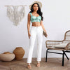 Plus Size White Cropped Straight Jeans