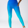 Women's High-Waisted Gradient Yoga Pants, Cutout Leggings, Booty Lifting, Athletic Long Tights For Fitness Workout, Breathable Sportswear