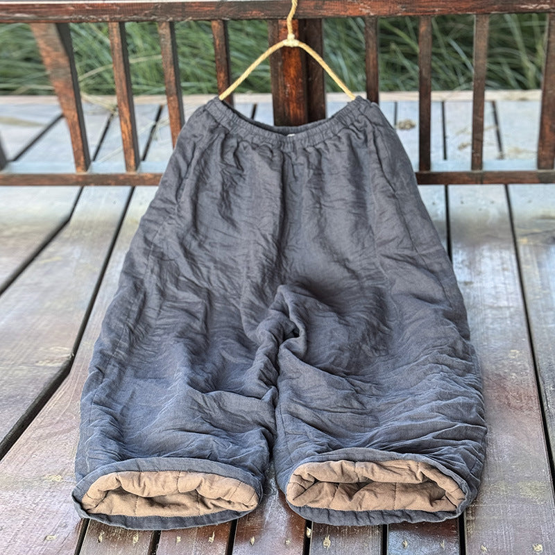 Women's High Temperature Washed Ramie Straight Wide Leg Cotton Pants