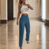 Women's High-Waisted Straight Leg Pants Casual Solid Color Pants With Button & Zipper Detail Comfortable Trousers With Pockets