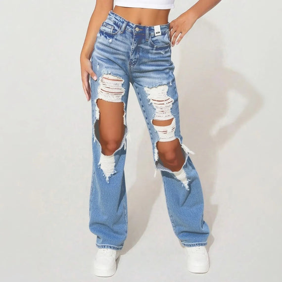 Loose Fit Distressed Denim Jeans American Style Ripped Design Trendy Edgy Look For Women Retro Summer Fashion Streetwear High Waisted Sequin Fringe Shorts