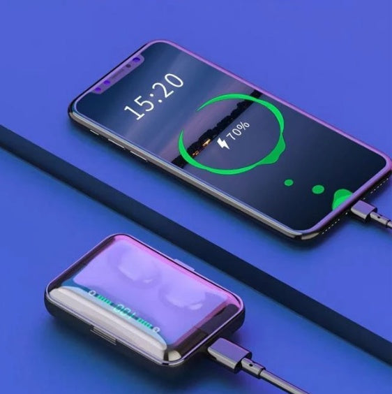 All-in-One Bluetooth Headset: Binaural Sound, Power Bank & Phone Stand