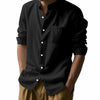 Men's Casual Long Sleeve Stand Collar Shirt with Pockets