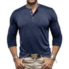 Men's Long Sleeve Henley Collar T-Shirt – Classic Comfort & Style