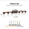 50” Rustic 7-Light Vanity Fixture | Industrial Bathroom Wall Sconce with Glass Shades & Wooden Accent | Modern Farmhouse Lighting (Bulb-Free)