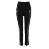 Plus Size Women's Faux Leather Splice Pants With Zip Detail Slim Fit Trousers For Spring&Fall