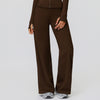 Casual Versatile Trousers Fleece-lined Keep Warm High Waist Wide-leg Trousers