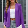 Plus Size Women's Collarless Blazer Jacket – Long Sleeve, Solid Color, Stylish & Minimalist Outerwear for Spring & Fall