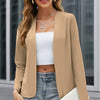 Plus Size Women's Collarless Blazer Jacket – Long Sleeve, Solid Color, Stylish & Minimalist Outerwear for Spring & Fall