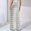 Women's Printed Check High-Waisted Straight Leg Pants - Office Casual Trousers For Spring&Fall