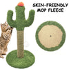 Cactus Shaped Cat Climbing Tree 2 In 1 - Solid Wooden Base - Natural Sisal Scratching Post With Suspended Ball Toys Indoor Cat Multi-Level Activity Center, Climbing, Claw Sharpening & Play All-in-One