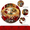 Christmas Round Tablecloth Christmas Theme With Santa Claus Table Flag