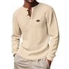Waffle-Knit Quick-Dry Henley Raglan Long Sleeve Shirt with Buckle Detail