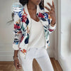 Women's Botanical Print Zip-Up Jacket | Stylish Round Neck Long Sleeve for Casual & Formal Spring/Fall Wear