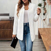 Women's Textured Notched Lapel Blazer Elegant Solid Color Jacket for Fall & Winter | Perfect for Formal and Casual Wear