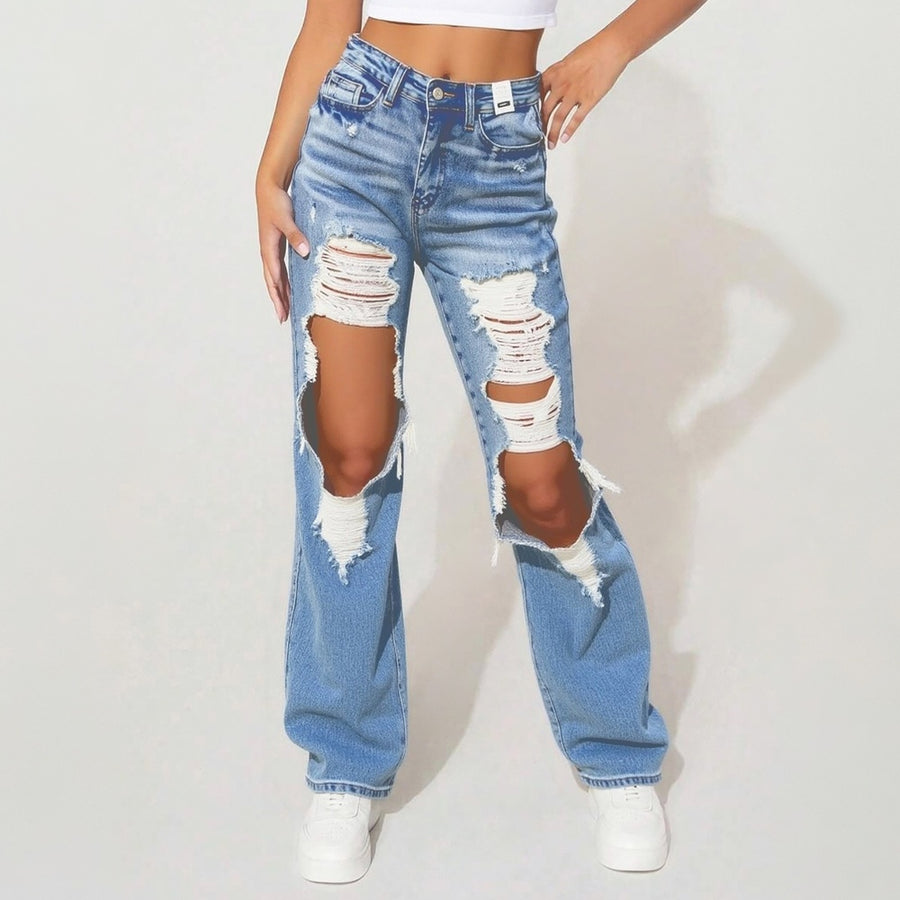Women's High-Waist Straight-Leg Ankle Jeans – Classic Cotton Denim for All Seasons