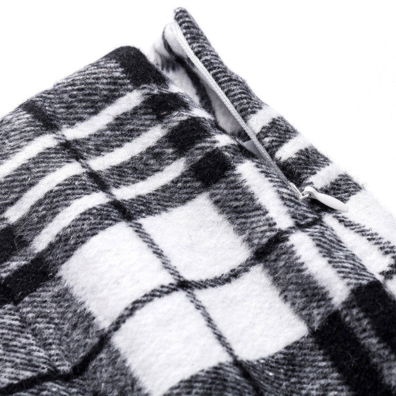Womens High Waist Plaid Skirt Bodycon Pencil Wool Mini Skirts