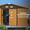 Garden Metal Shed, Storage Shed Utility Storage With Double Locking Doors For Bike, Yard Tools, Yellow