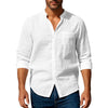 Men's Casual Long Sleeve Stand Collar Shirt with Pockets