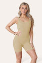 Ribbed Yoga Sports Sleeveless Bodycon Bump Ruched Playsuit