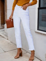 Women's New Fringed Pure White Jeans, Blended Fabric, Slim Fit Fringed Design, Beveled Pocket, Suitable For Outdoor Work, Can Be Worn All Year Round
