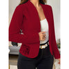 Women’s Lace Contrast Long Sleeve Open Front Cardigan Blazer – Stylish Casual Work Office Jacket