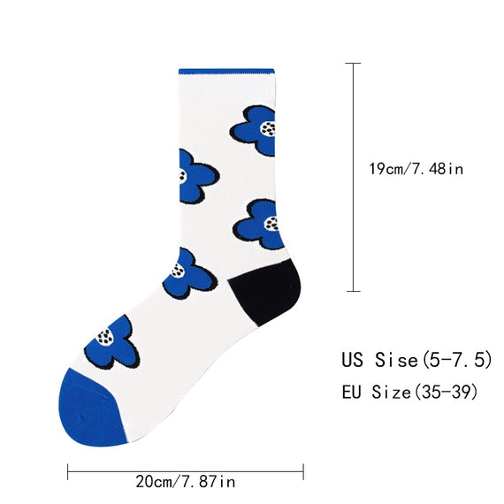 5 Pairs Women's Colorful Novelty Funny Pattern Combed Crew Compression Running Socks  Crew Athletic Hiking Wicking Anti Blister Cushioned Anti-odor And Breathable For Running Hiking Cycling Fitness