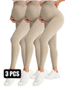 3 Pack Maternity High-Waisted Seamless Yoga Pants For Women - Tummy Support Fitness Leggings