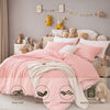 Three-piece Bedding Set With Solid Color Quilt Cover And Pillowcase, Three-piece Bedding Set - Super Soft Microfiber Hotel Series - Brushed Super Soft And Machine Washable, Cute Pink Three-piece Set W