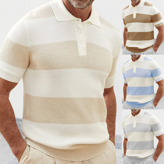 Men’s Summer Fashion Lapel Short Sleeve Sweater | Stylish Lightweight Casual Wear