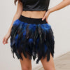 Women's Unique Faux Feather Asymmetrical Mini Skirt - Gothic Party Dance Skirt For Summer Events