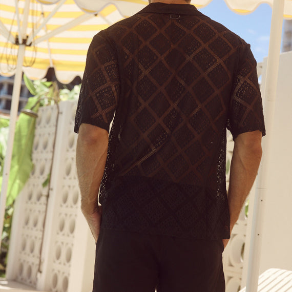 Men’s Breathable Hollow-Out Lapel Shirt – Casual Short Sleeve Summer Fashion