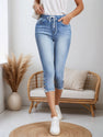 2025 New Women Chic Chic Denim Shorts, Drawstring Closed And Split Button Hem, Comfortable Fabric, Suitable For All Kinds Of Wear, Spring And Summer Women's Wear