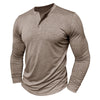 Men's Long Sleeve Henley Collar T-Shirt – Classic Comfort & Style