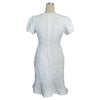 Women's Floral Jacquard Dress Women's Short Puff Sleeve Crew Neck Ruffle Hem Bodycon Dresses