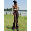Stretchy High Waist Slimming Design Sense High Street Bell-bottom Pants Tide