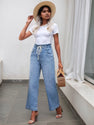 2025 New Women's Wide Leg Jeans Elastic High Waist Elastic Waist Bellbottom Pants Loose Y2K Pants
