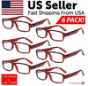 6-Pack Reading Glasses for Men & Women | Square Frame Unisex Reader Specs – New
