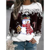 Snowman Printed Panel Loose Sweater