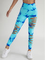 4 Pack New Style Hollow-Out Tie-Dye High-Waisted Tummy-Control Yoga Pants
