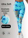 New Style Women's High-Waisted Yoga Leggings With Hollow-Out & Tie-Dye Design