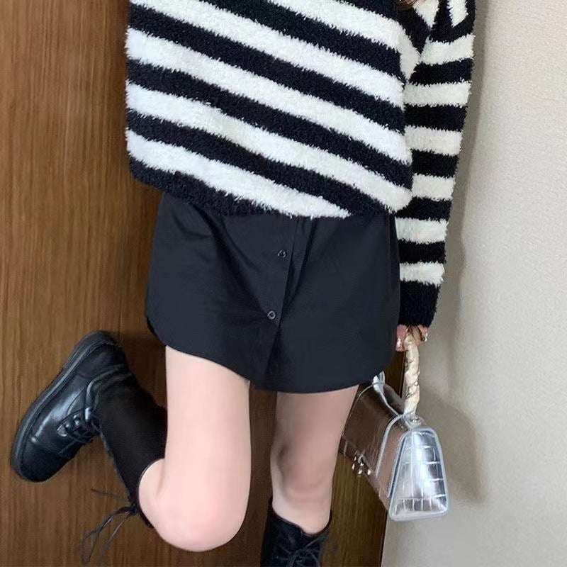 Winter Plus Size Inner Wear Bandage Dress With Sweater Bottoming Skirt