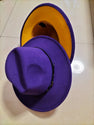 European And American Popular Woolen Top Color Matching Flat Brim Fedora Jazz Hat